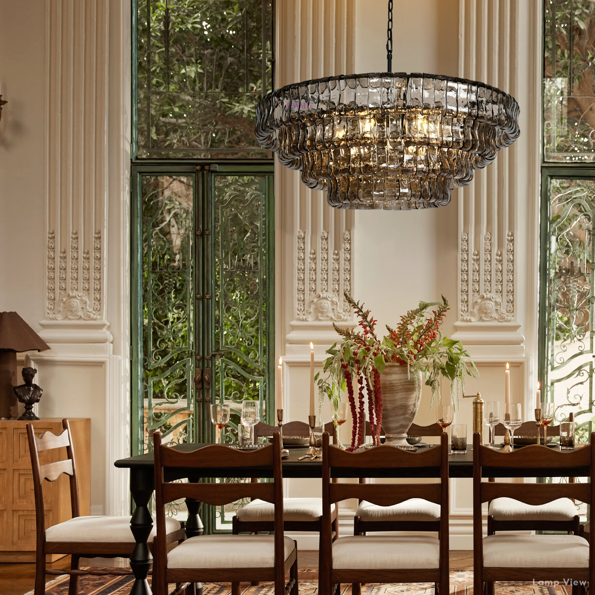 Ghiaccio Layered Glass Round Chandelier