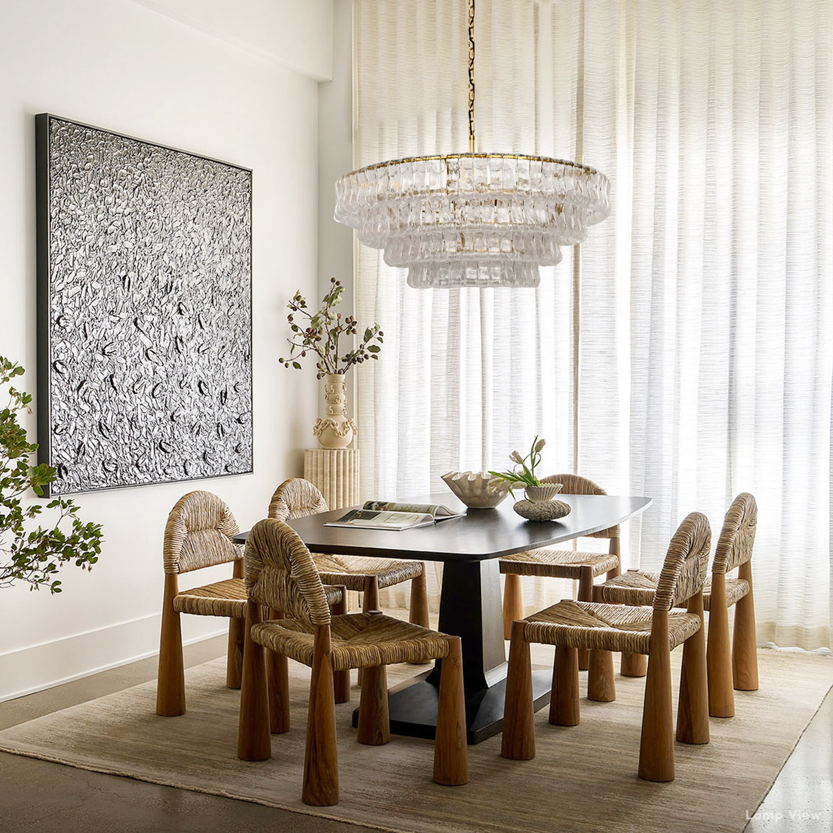 Ghiaccio Layered Glass Round Chandelier