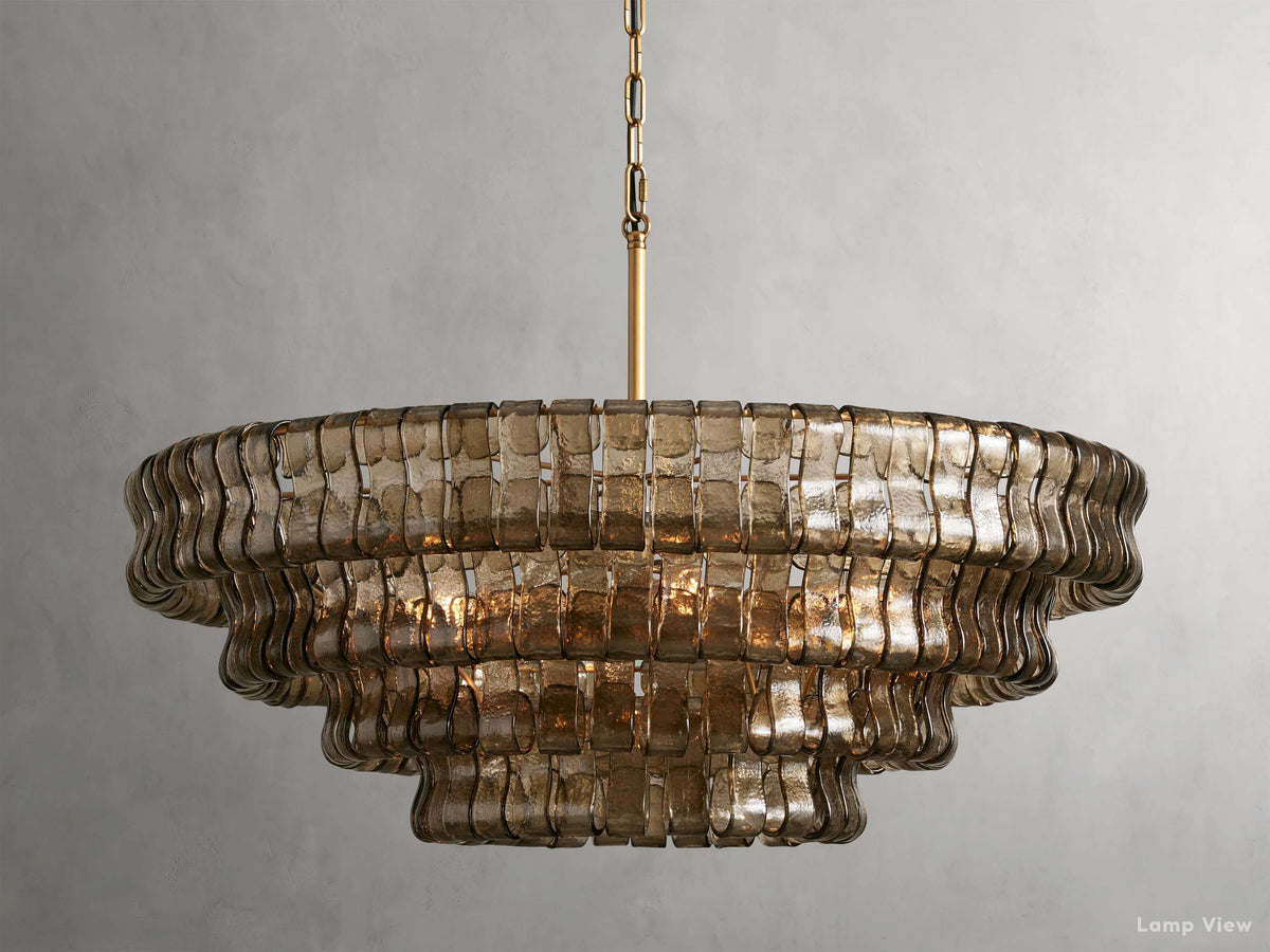 Ghiaccio Layered Glass Round Chandelier