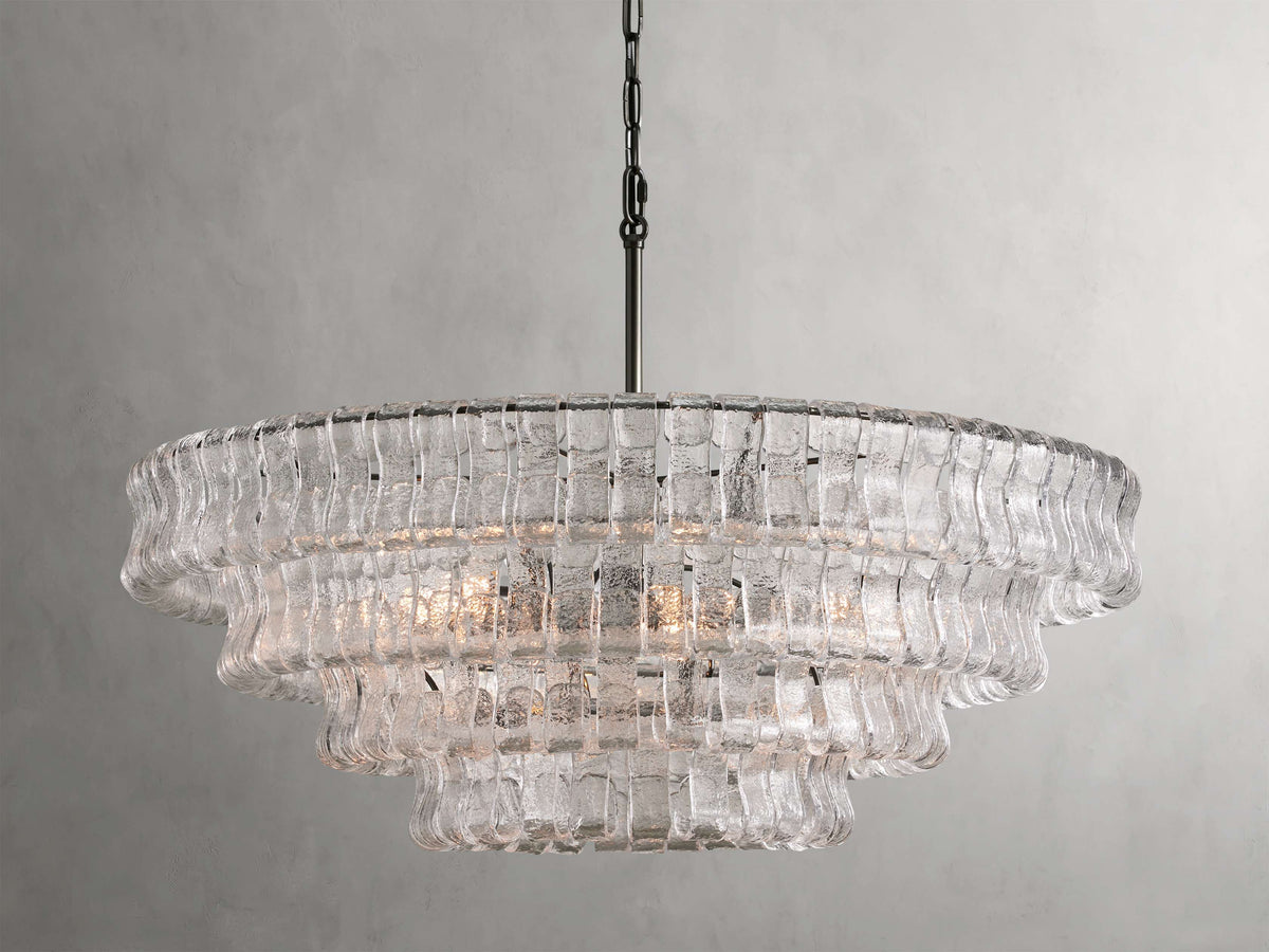 Ghiaccio Layered Glass Round Chandelier