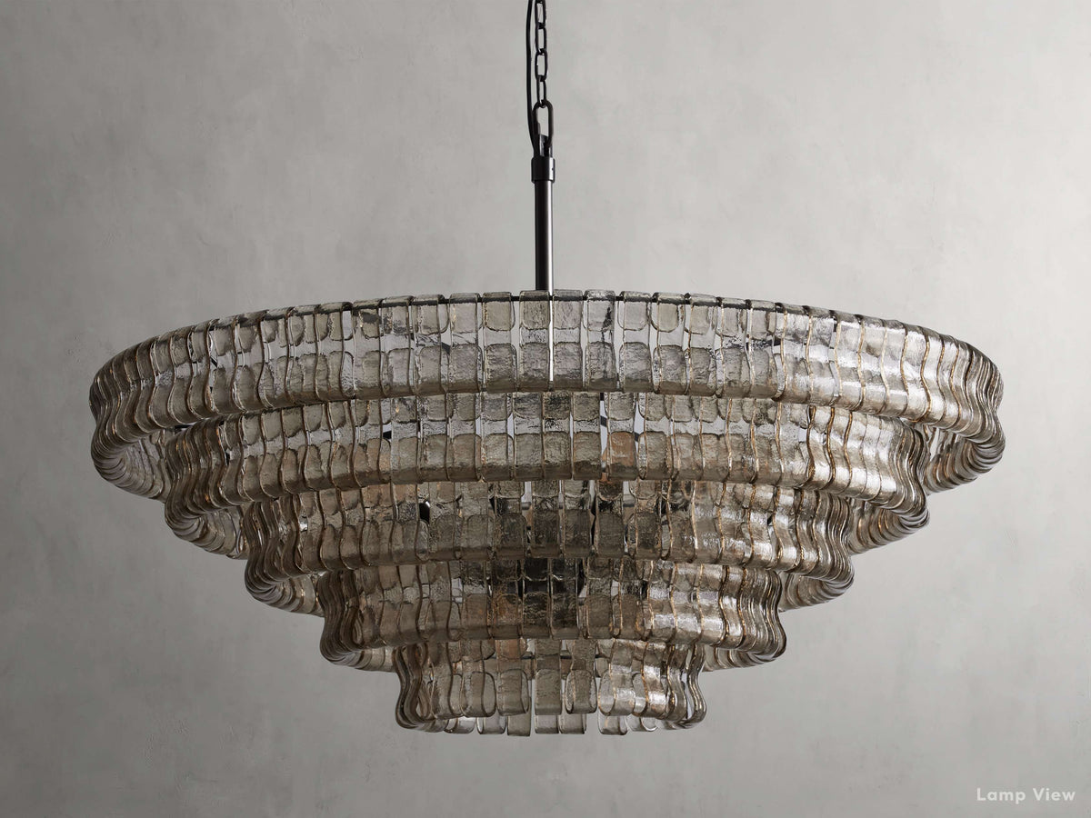 Ghiaccio Layered Glass Round Chandelier
