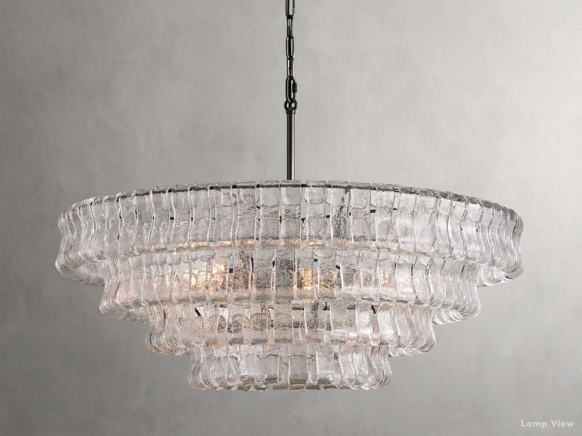 Ghiaccio Artisanal Glass Round Chandelier
