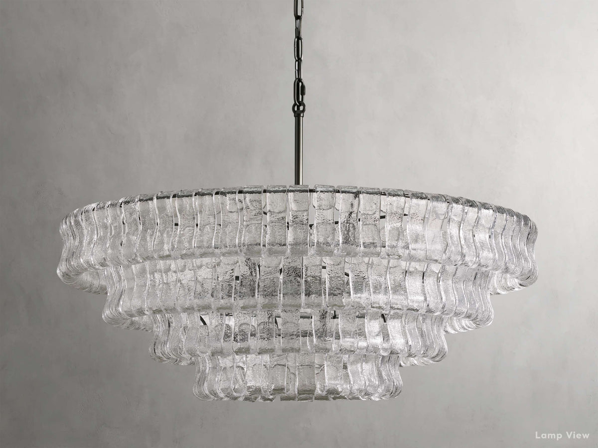 Ghiaccio Artisanal Glass Round Chandelier