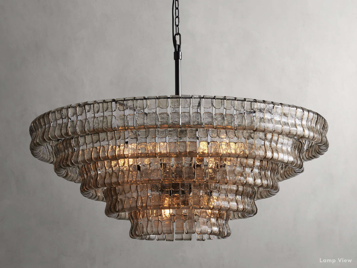 Ghiaccio Hooked Glass Round Chandelier