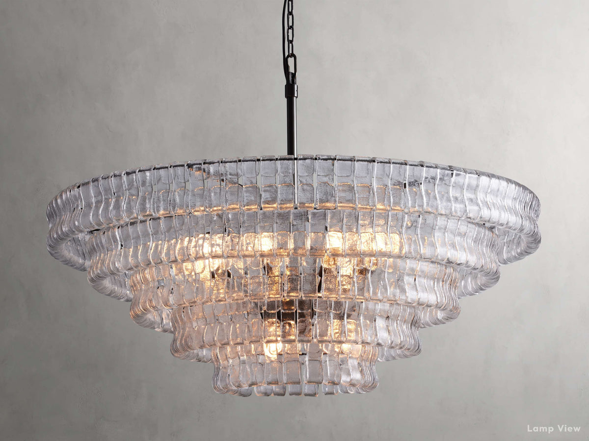 Ghiaccio Hooked Glass Round Chandelier
