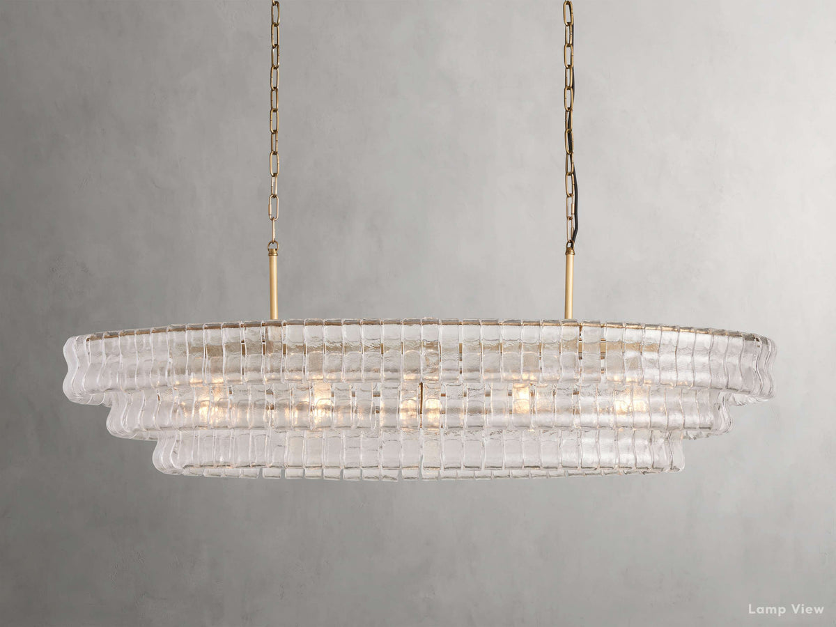 Ghiaccio Hooked Glass Oval Chandelier