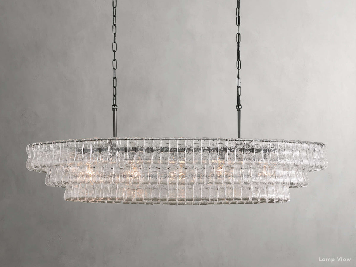 Ghiaccio Hooked Glass Oval Chandelier