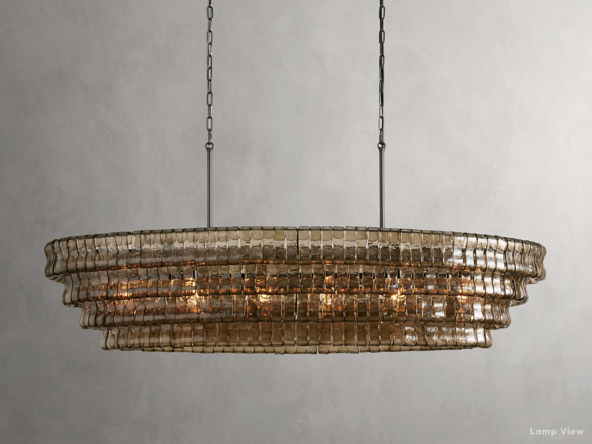 Ghiaccio Artisanal Glass Oval Chandelier
