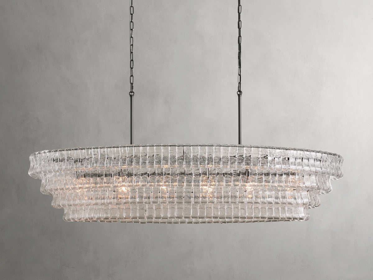 Ghiaccio Artisanal Glass Oval Chandelier