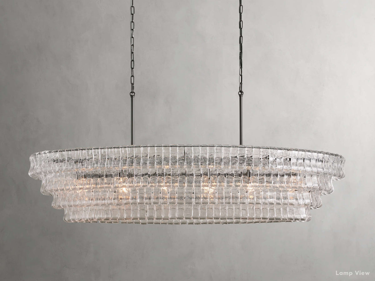 Ghiaccio Hooked Glass Oval Chandelier