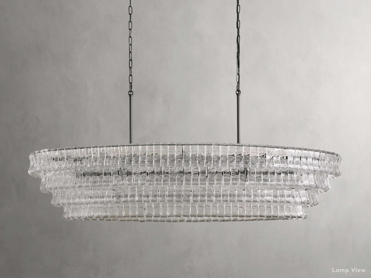 Ghiaccio Hooked Glass Oval Chandelier