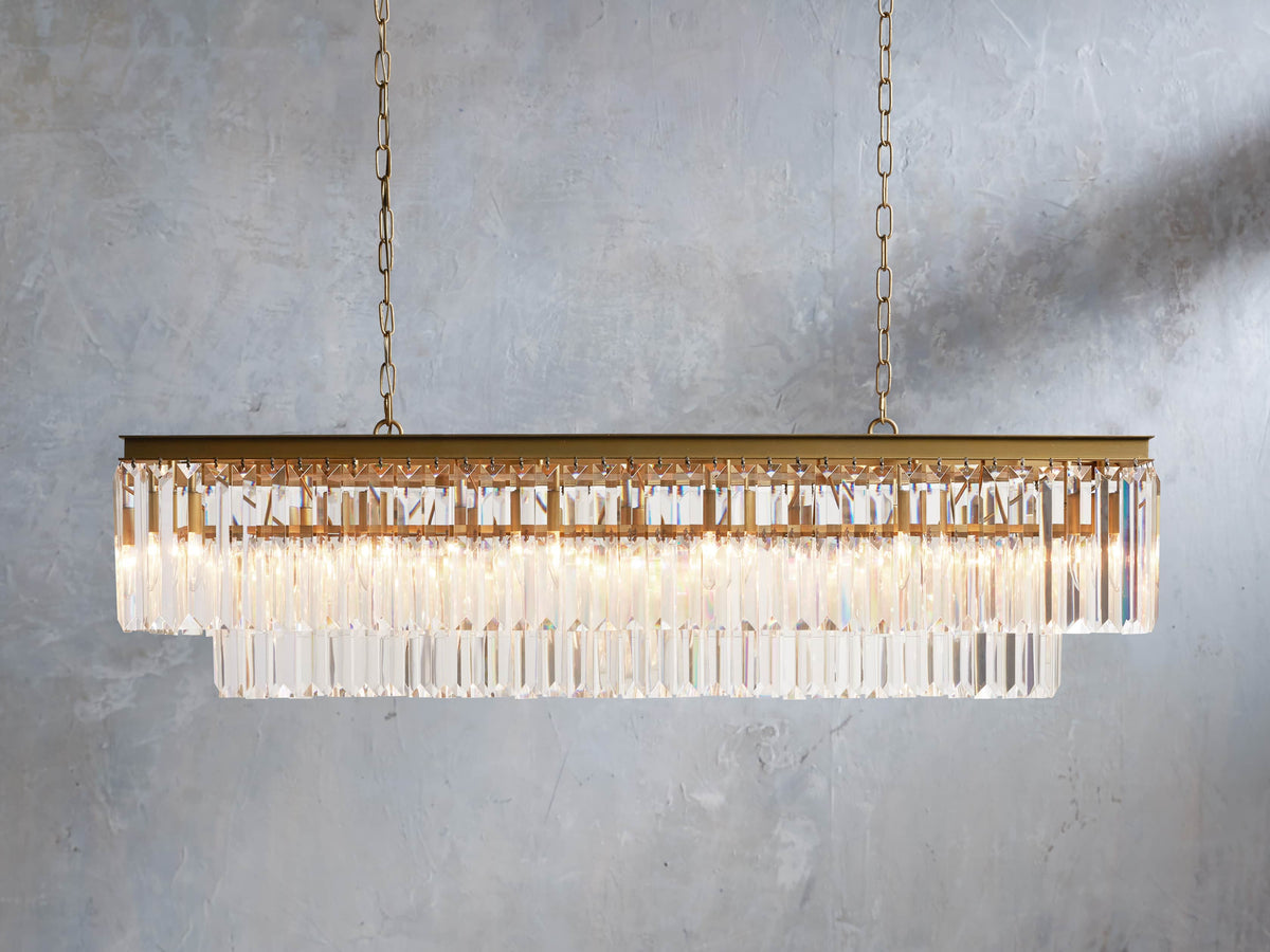 Leyland Clear Crystal Tiered Rectangular Chandelier