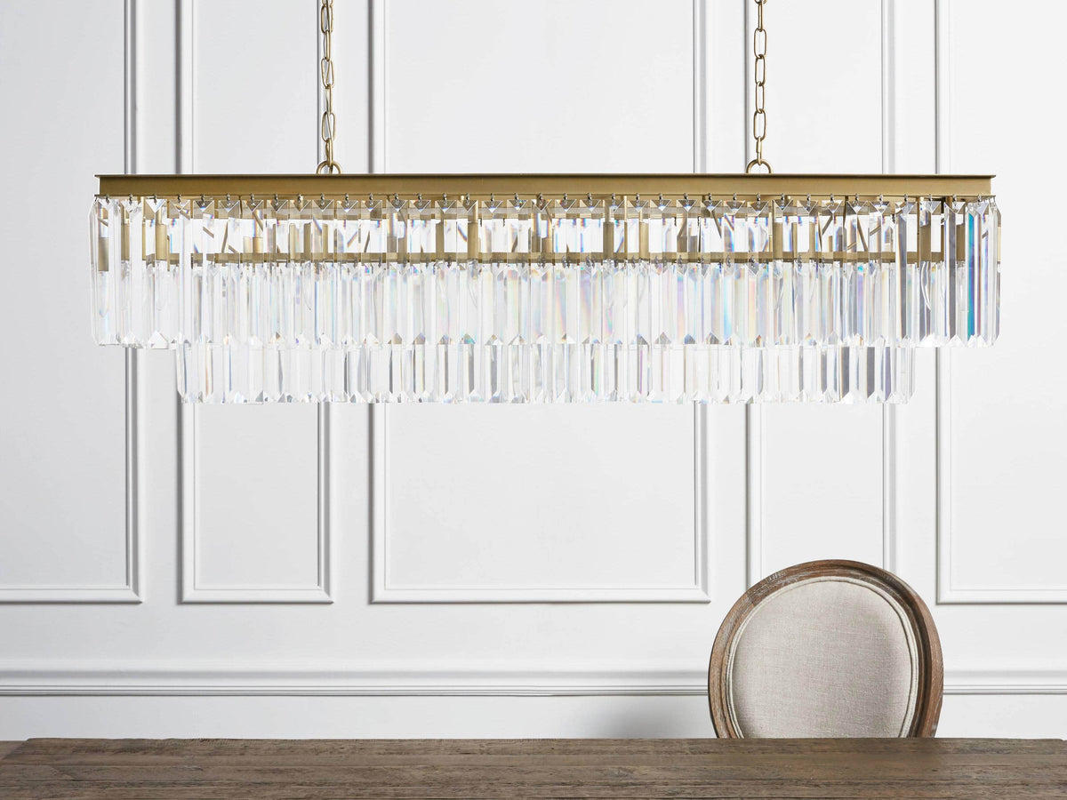 Leyland Clear Crystal Tiered Rectangular Chandelier