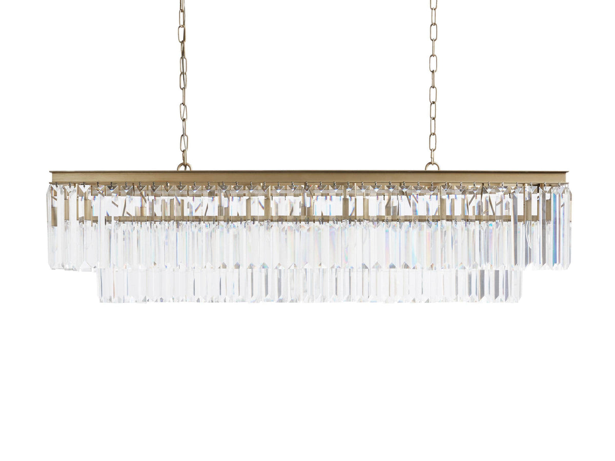 Leyland Clear Crystal Tiered Rectangular Chandelier