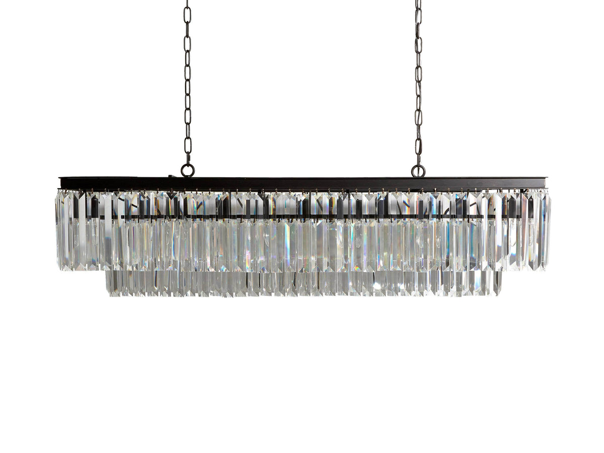 Leyland Clear Crystal Tiered Rectangular Chandelier