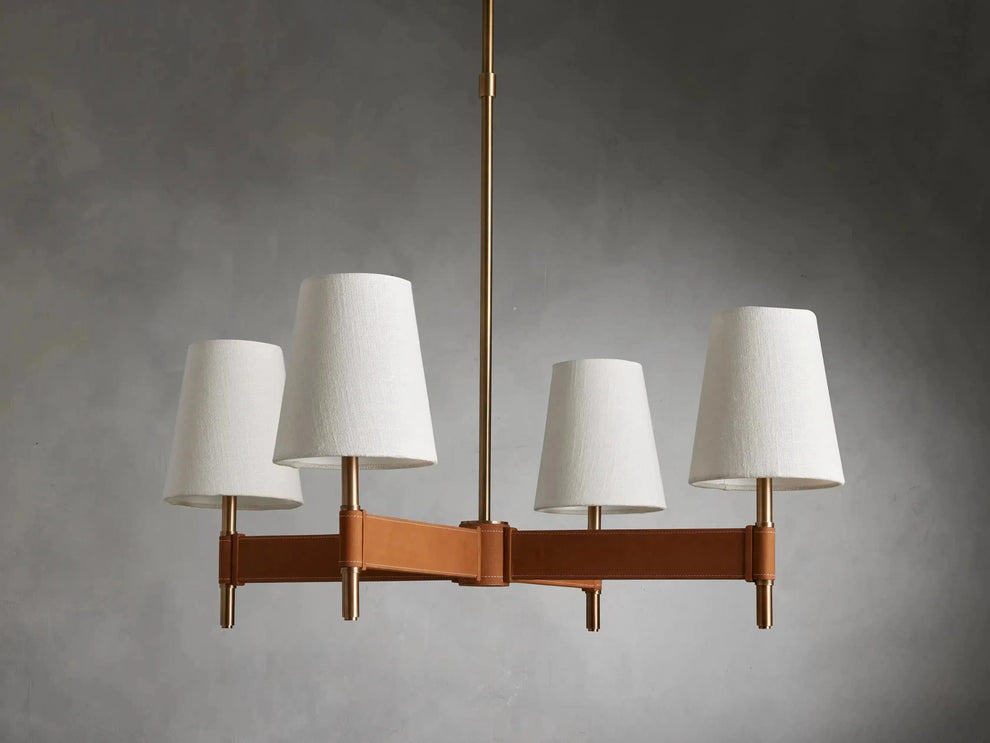 Hastings Leather Spoked Round Chandelier
