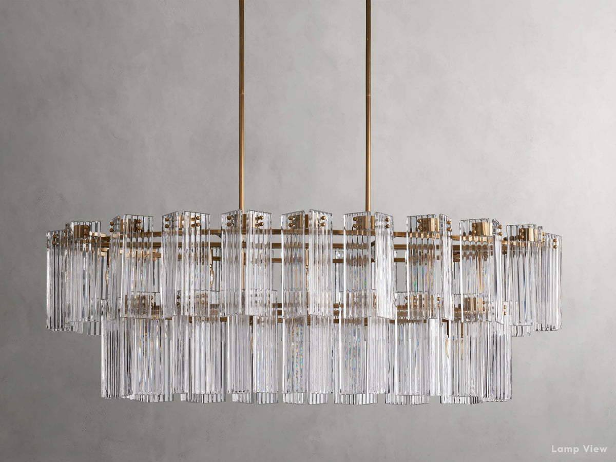 Delsie Grooved Glass Oval Chandelier