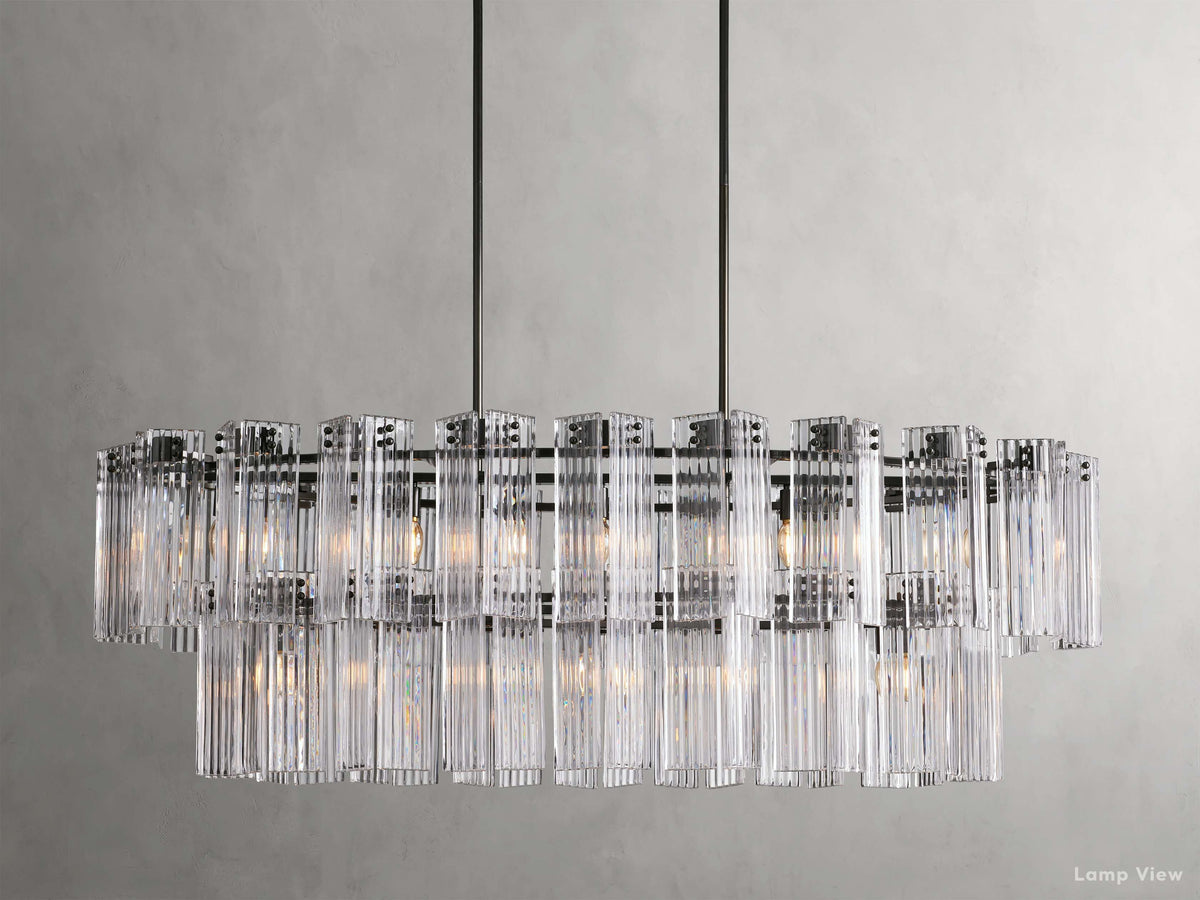 Delsie Grooved Glass Oval Chandelier