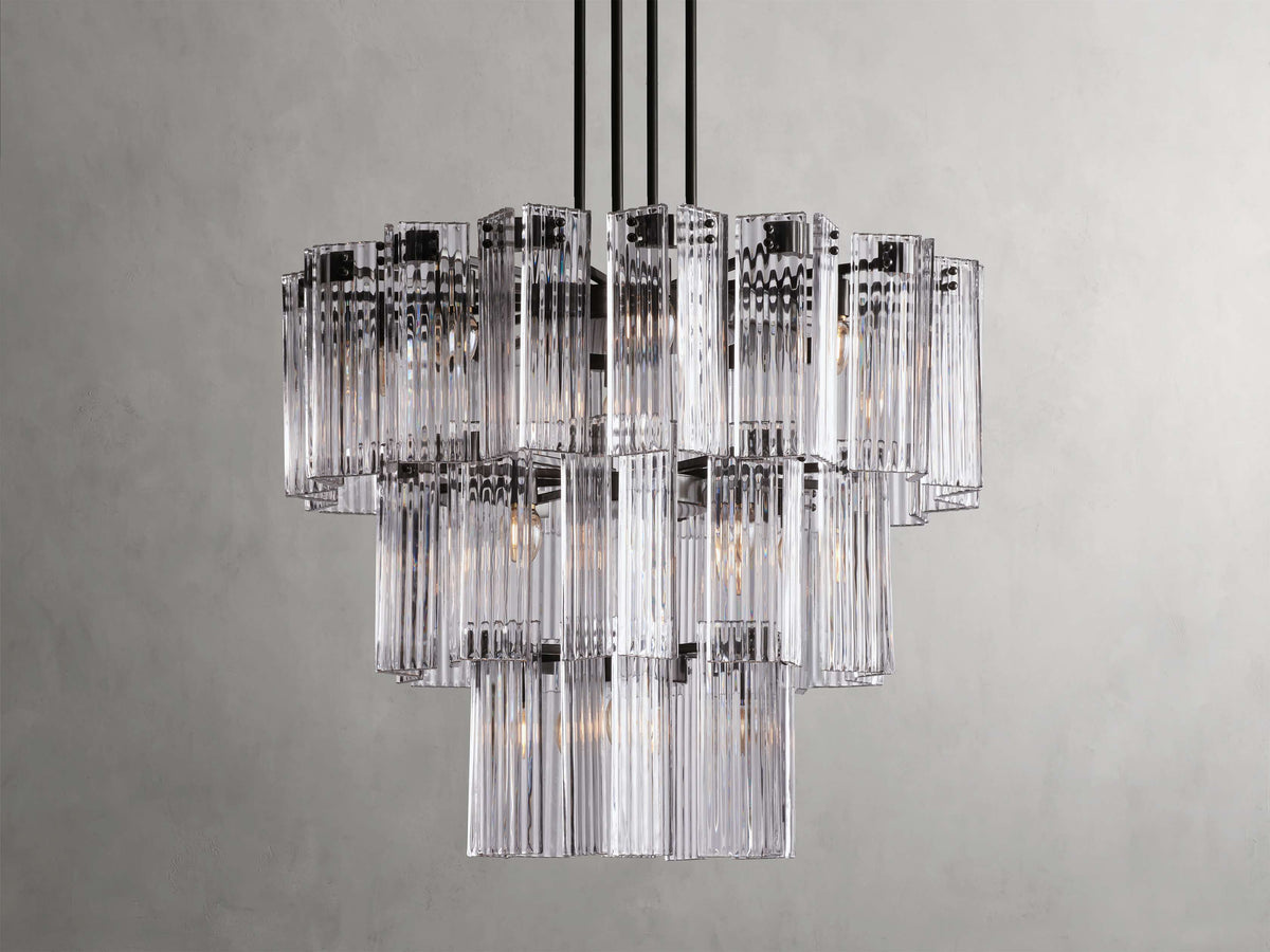 Delsie Grooved Glass Round Chandelier
