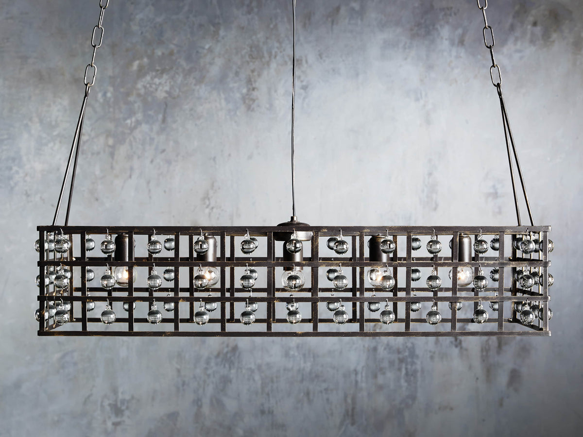 La Cage Mesh Crystal Rectangular Chandelier
