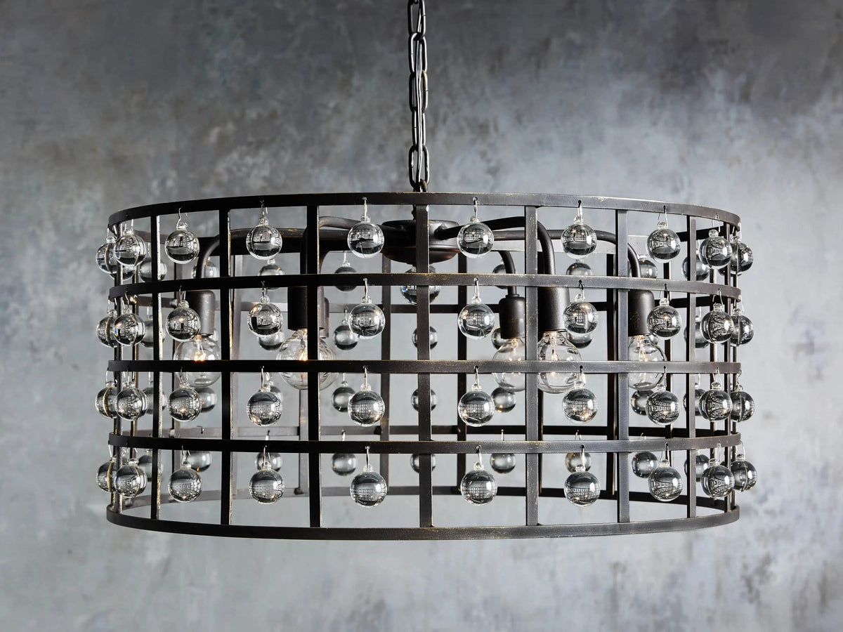 La Cage Mesh Crystal Round Chandelier