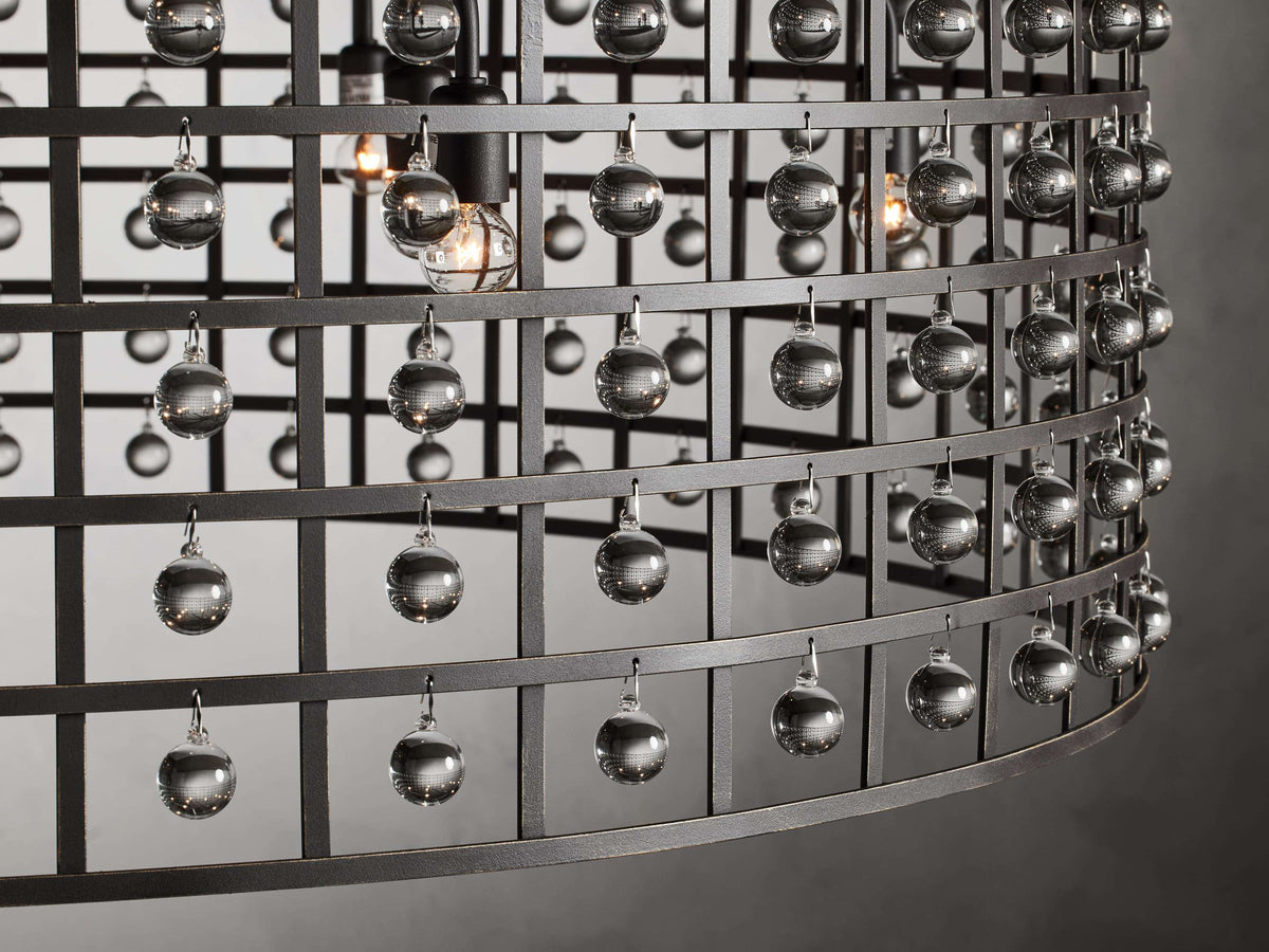 La Cage Mesh Crystal Round Chandelier