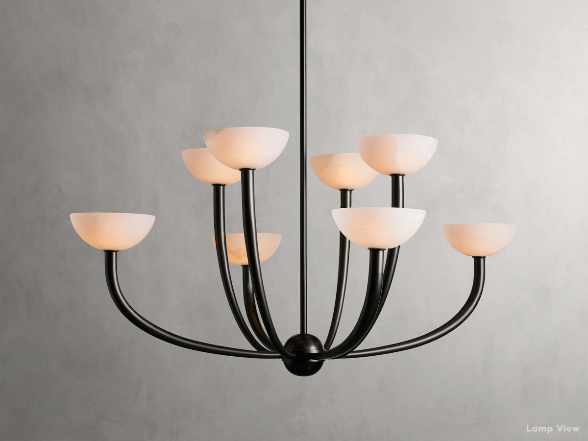 Saguaro Forked Alabaster Round Chandelier