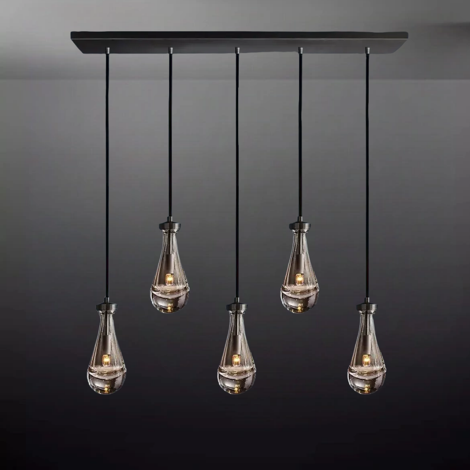 Rain Waterfall Glass Rectangular Chandelier 36"