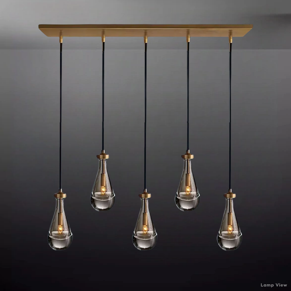 Rain Waterfall Glass Rectangular Chandelier 36"