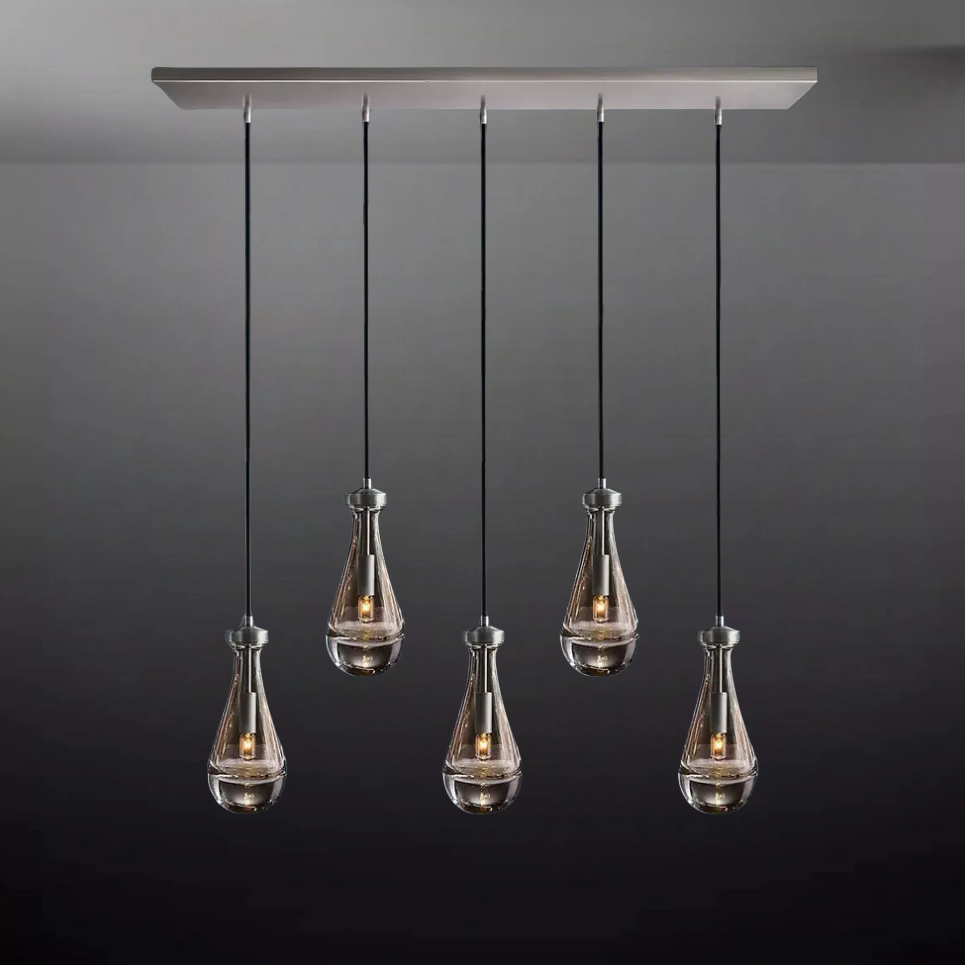 Rain Waterfall Glass Rectangular Chandelier 36"