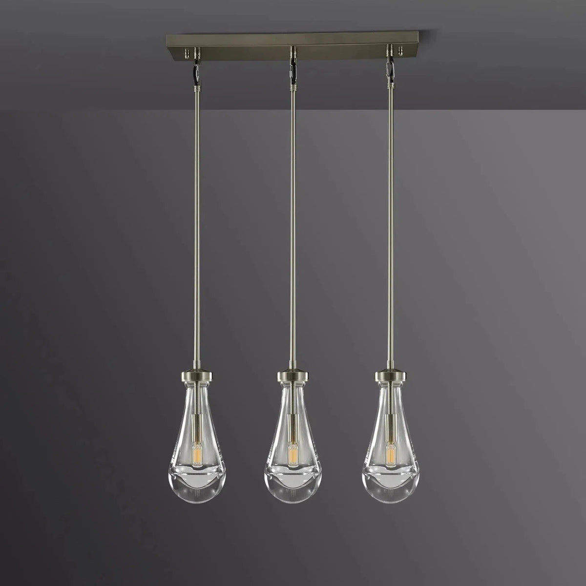 Rain Waterfall Glass Rectangular Chandelier 22"