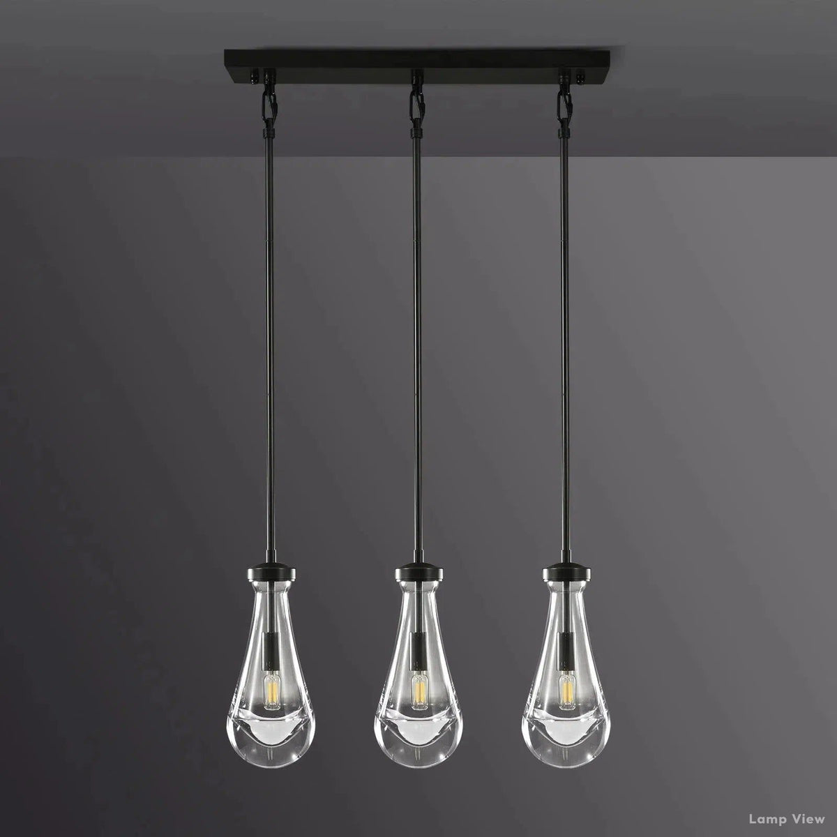 Rain Waterfall Glass Rectangular Chandelier 22"