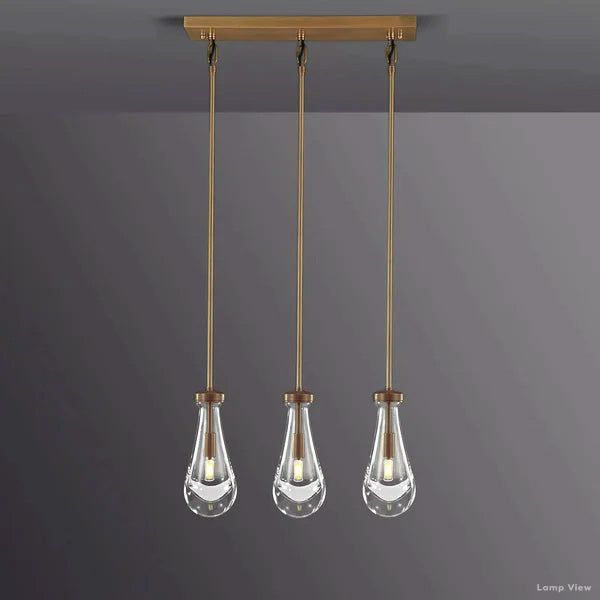 Rain Waterfall Glass Rectangular Chandelier 22"