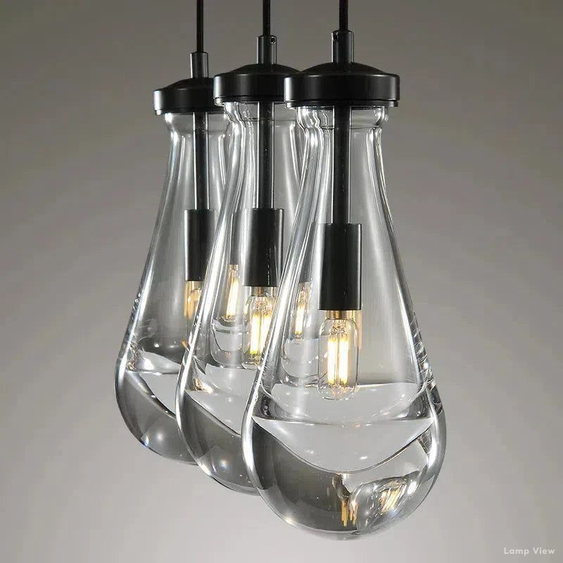 Rain Waterfall Glass Rectangular Chandelier 22"