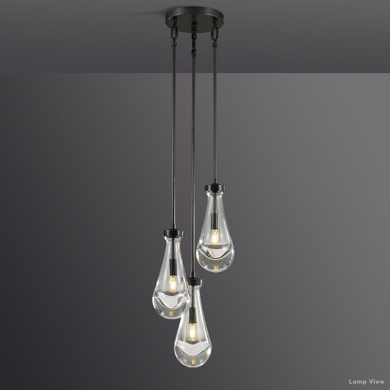 Rain Waterfall Glass Round Chandelier 8"