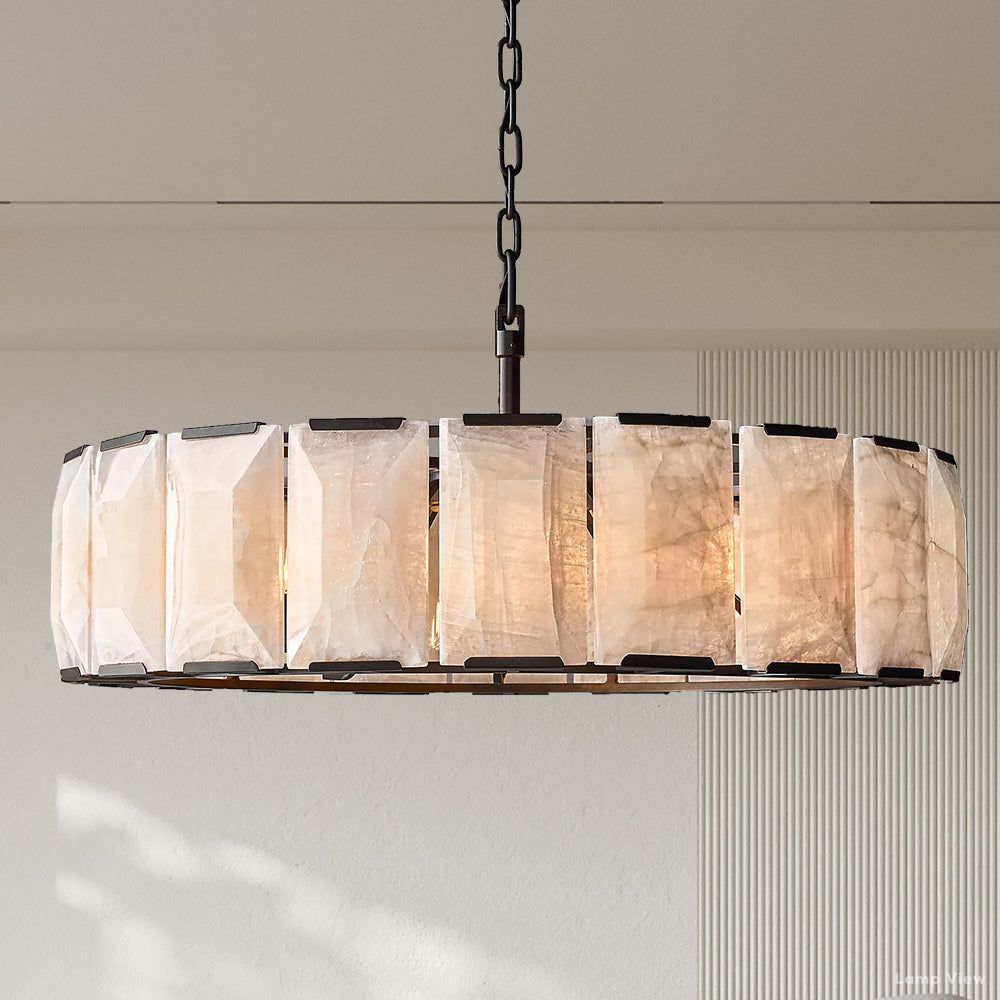 Harlow Mitered Calcite Round Chandelier 43"