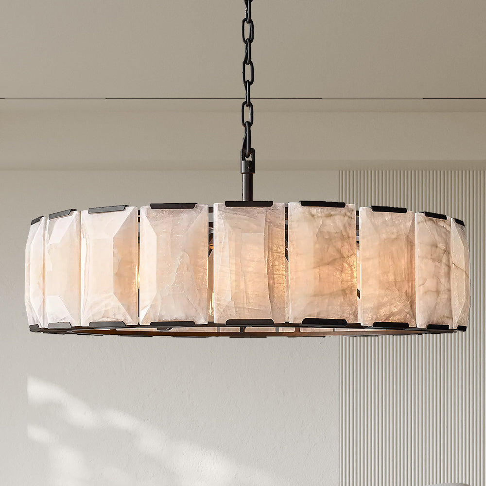 Harlow Chiseled Calcite Round Chandelier 43"