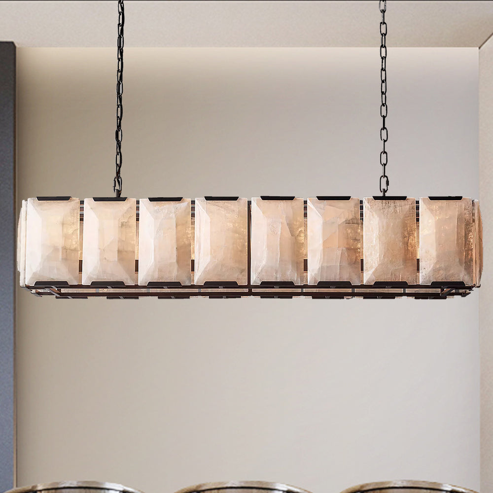 Harlow Chiseled Calcite Rectangle Chandelier 54"