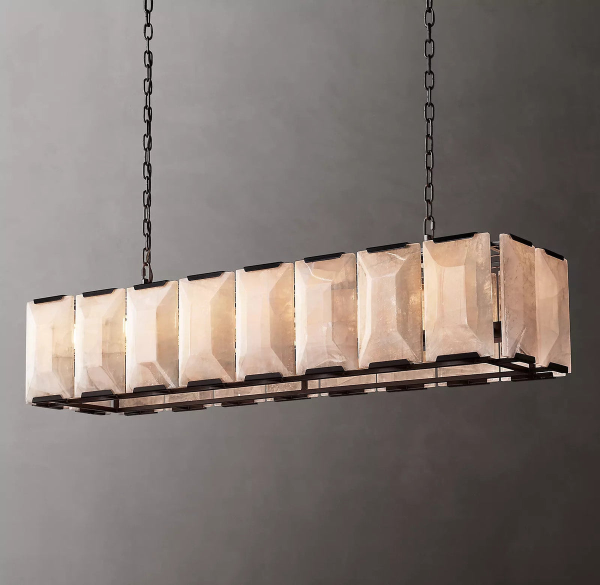 Harlow Chiseled Calcite Rectangle Chandelier 54"