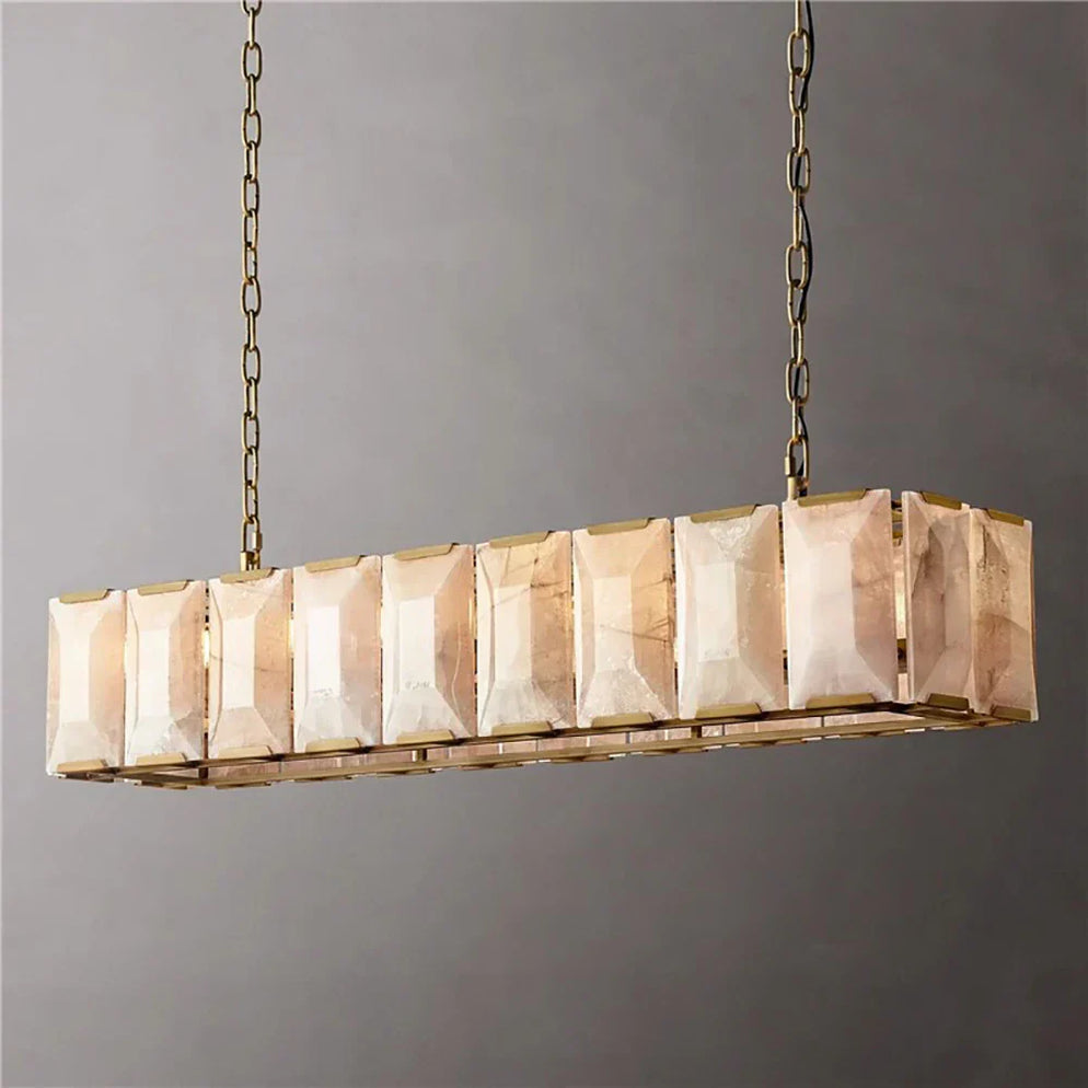Harlow Chiseled Calcite Rectangle Chandelier 54"