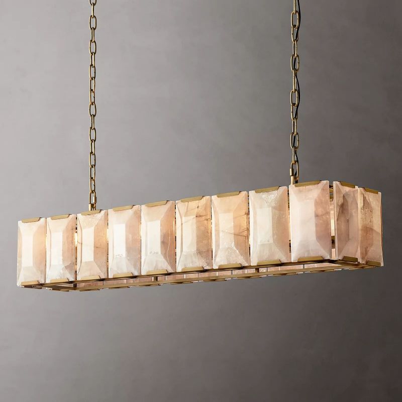 Harlow Chiseled Calcite Rectangle Chandelier 62"