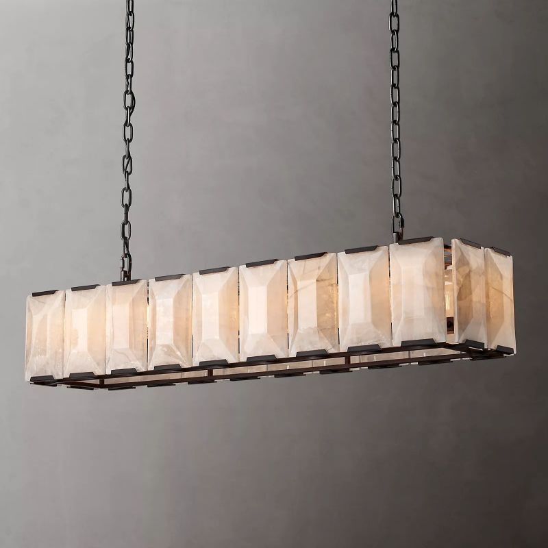 Harlow Chiseled Calcite Rectangle Chandelier 62"