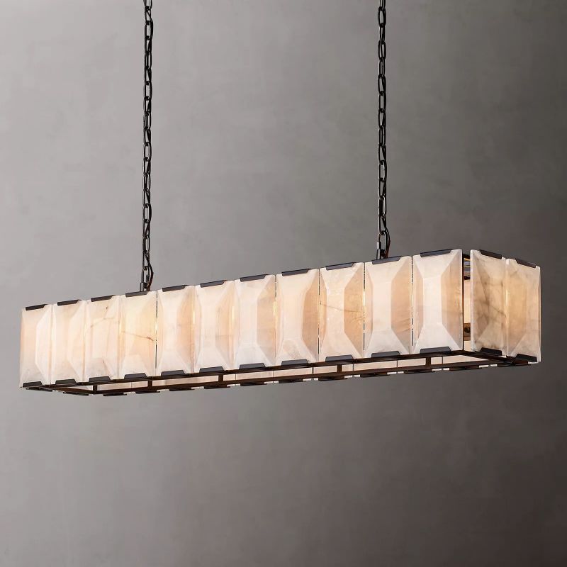 Harlow Chiseled Calcite Rectangle Chandelier 74"