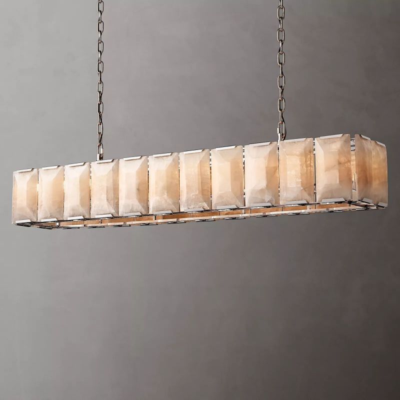 Harlow Chiseled Calcite Rectangle Chandelier 74"
