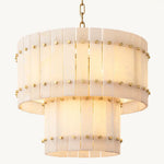 San Marco Ribbed Alabaster Tiered Round Chandelier 22"