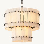 San Marco Ribbed Alabaster Tiered Round Chandelier 22"