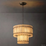San Marco Ribbed Alabaster Tiered Round Chandelier 22"