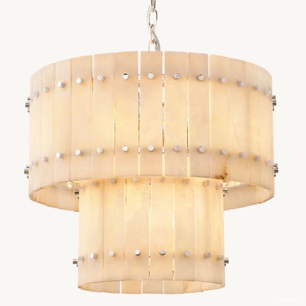 San Marco Ribbed Alabaster Tiered Round Chandelier 22"