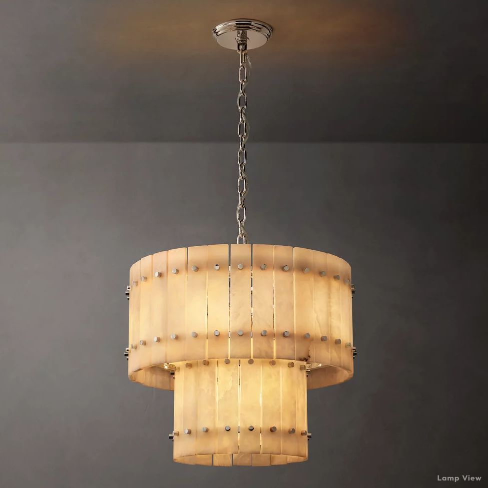 San Marco Ribbed Alabaster Tiered Round Chandelier 22"