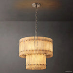 San Marco Ribbed Alabaster Tiered Round Chandelier 22"